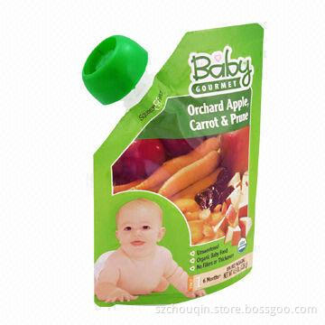 Organic Babies' Food Pouch, Water-resistant, Made of PET/NY/AL/PE, No Break and Leakage